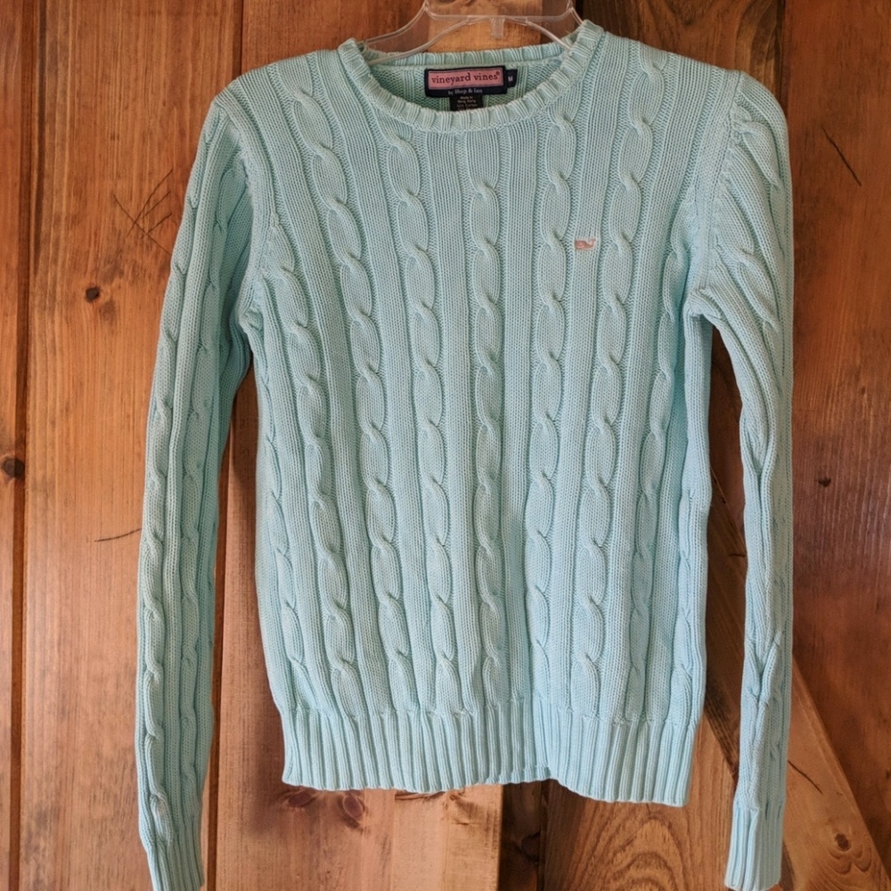 Vineyard Vines Cotton Cable Mint Sweater Med